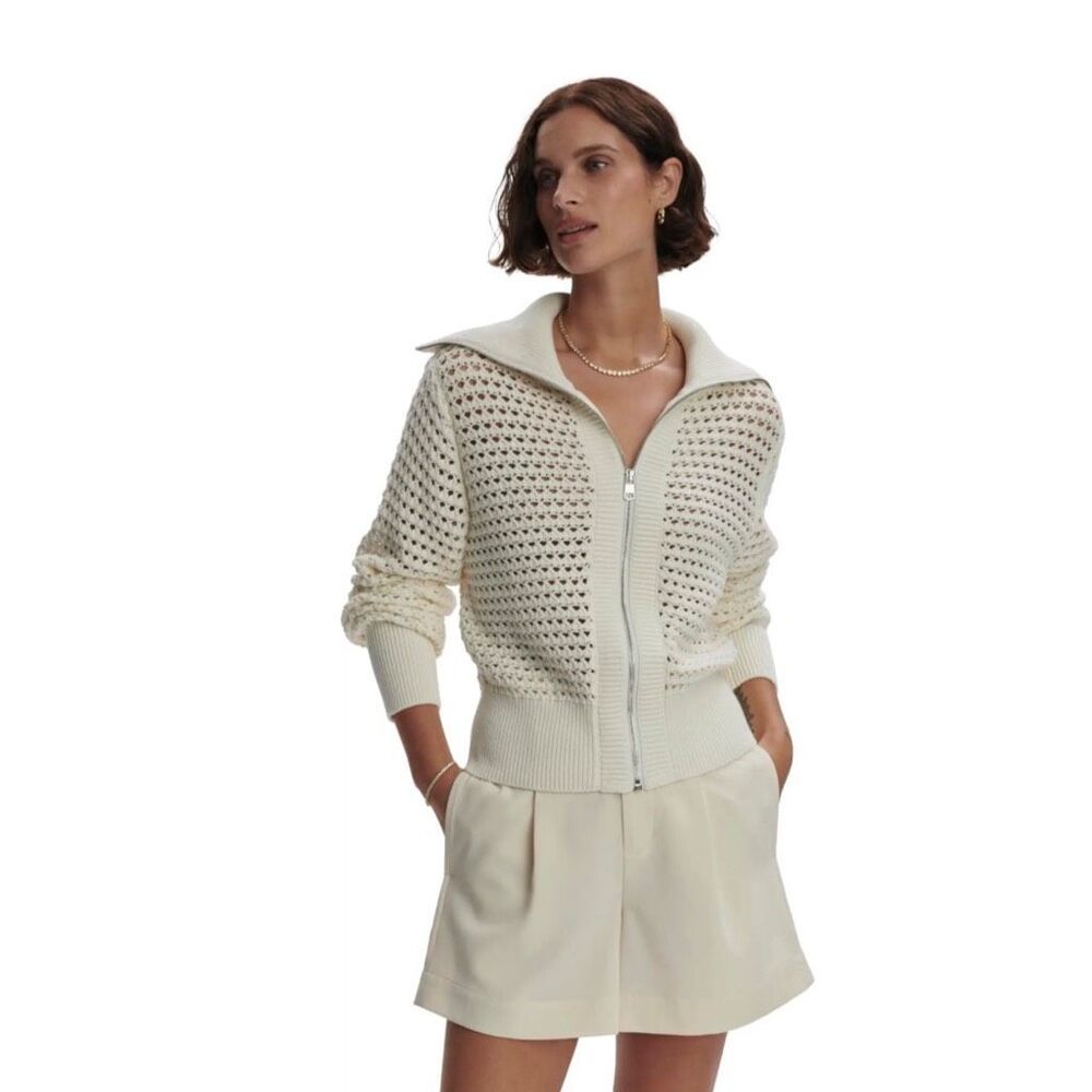 VARLEY Eloise Full Zip Cotton Knit Cardigan sweater Medium